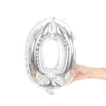 16 inch silver number 0 foil balloon with metallic mirror finish for party decoration - 16" / Silver Number 0