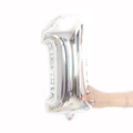 Number 1 shaped silver foil balloon with metallic mirror finish for birthday parties - 16" / Silver Number 1