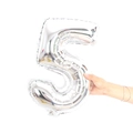 Shiny silver 16-inch number 5 foil balloon for birthday and wedding celebrations - 16" / Silver Number 5