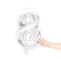 Silver number 8 foil balloon with metallic finish for birthday party decorations - 16" / Silver Number 8