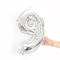 Metallic silver 16-inch number 9 foil balloon for birthday and wedding party decor - 16" / Silver Number 9