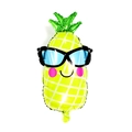 Smiling pineapple foil balloon with blue sunglasses for tropical summer party decorations - Pineapple with Glasses