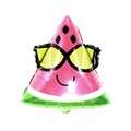 Cartoon watermelon foil balloon with sunglasses for summer party decoration - Watermelon with Sunglasses