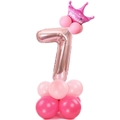 Supporto per palloncini numero 7 oro rosa con corona rosa e base in lattice per feste - Guida Numero Oro Rosa 7