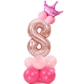 Set palloncino numero 8 oro rosa da 32 pollici con corona rosa e base in lattice per festa - Guida Numero Oro Rosa 8