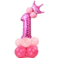 Palloncino rosa numero 1 con corona per decorazione festa di compleanno principessa - Rosa Cuore Numero 1