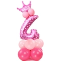 Set palloncino rosa numero 4 con corona e cuori per decorazione festa di compleanno - Rosa Cuore Numero 4