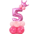 Palloncino numero 5 rosa con corona da principessa per decorazione festa 5 compleanno - Rosa Cuore Numero 5
