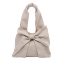 Sac à bandoulière en velours côtelé beige avec un grand nœud pour un style rétro chic - Blanc Crème (Sans Pendentif)