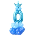 Set palloncini numero 0 blu con corona principe e base in lattice per compleanno - Blu Stella Numero 0