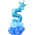 Colonna di palloncini blu numero 5 con corona e base in lattice per 5° compleanno - Blu Stella Numero 5