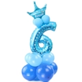 Colonna palloncini numero 6 blu con stelle e corona per festa compleanno ragazzo - Blu Stella Numero 6