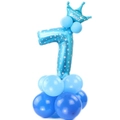 Palloncino numero 1 blu con corona e base in lattice per decorazione primo compleanno bimbo - Blu Stella Numero 7