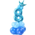 Supporto per palloncini numero 8 blu con corona per decorazione 8° compleanno - Blu Stella Numero 8