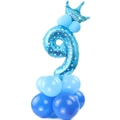 Colonna di palloncini blu numero 9 con corona per festa di compleanno principe - Blu Stella Numero 9