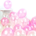 Pink and ivory pearlescent latex party balloons for elegant birthday or wedding decor - Pink + White