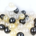 Pearlescent latex balloon set in black, translucent grey, and cream white for parties - Gold + Black + Silver