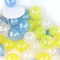 Pearlescent light blue, yellow, and white latex balloons for party arch decorations - Blue + White + Yellow