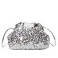 Schicke silberne Pailletten-Umhängetasche mit Falten für elegante Abendveranstaltungen - Silber