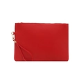Minimalistische rote Lederclutch für Damen mit goldenem Reißverschluss und Handschlaufe - Rot