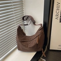 Bolso bandolera marrón con estampado de leopardo y forma de media luna chic - Marrón