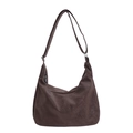 Borsa hobo marrone minimalista in morbida pelle con tracolla regolabile e cerniera lampo - Marrone
