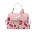 Bolso rosa con estampado de cerezas hebilla metálica dorada y correa de hombro mujer - Rosa
