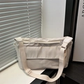 Sac bandoulière minimaliste beige en nylon résistant avec bandoulière réglable - Blanc
