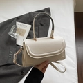 Creamy white vintage small square leather shoulder bag with gold hardware and strap - Off White