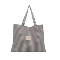 Minimalistische zwart-wit gestreepte canvas draagtas met zakka patch detail - Zwart