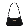 Minimalistische schwarze Schultertasche mit Leopardenmuster und goldener Metallschnalle - Schwarz