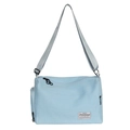 Minimalist light blue canvas crossbody bag with adjustable strap and ring zippers - Blue