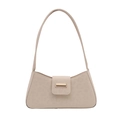 Beige Baguette-Schultertasche mit Leoparden-Prägung und goldener Metallschnalle - Weiß