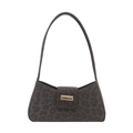 Minimalistische dunkelgraue Schultertasche mit Leopardenmuster und goldener Schnalle - Grau