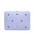 Funda para portátil violeta en nailon acolchado con bordado de lazo y cremallera doble - Grande / Azul