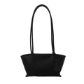 Grand sac fourre-tout noir mat rétro avec fines bretelles et étiquette décorative - Noir