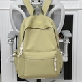 Minimalist grass green waterproof nylon backpack with white cord zipper pulls for students - Green (No Pendant)