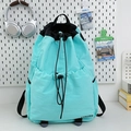 Mint green lightweight nylon drawstring backpack for sports and outdoor travel - Lake Blue