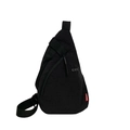 Women's black nylon chest bag with adjustable strap and fashion logo detailing - Black