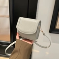 Minimalist mint green square crossbody bag with lychee texture and gold hardware - Gray