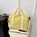 Large yellow nylon travel bag for fitness and sports with adjustable shoulder strap - Large Capacity Nylon Travel Bag / Yellow