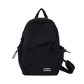 Zaino nero minimalista in nylon con tasche laterali a coulisse e spallacci resistenti - Nero