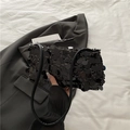 Luxuriöse schwarze Pailletten-Schultertasche für Abendpartys mit Reflex-Effekt - Schwarz