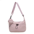 Pink minimalist crossbody bag with drawstring pocket and a small round coin purse - Purple