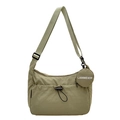 Grass green sporty crescent shoulder bag with adjustable strap and small round pouch - Green