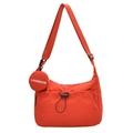 Bright orange waterproof nylon crossbody bag set with small round coin pouch and drawstring - Orange