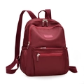 Water-resistant burgundy nylon casual backpack with multiple compartments for daily commuting - Red