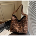 Large leopard print suede tote bag with a retro slouchy design for stylish commuting - Leopard Print