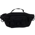 Tactical black tactical waist bag with MOLLE system and multi-pocket functional design - Black