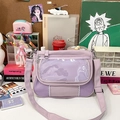 Detail of lavender ita bag featuring clear PVC front panel and mesh layer for display - Bag + Insert Board / Light Purple